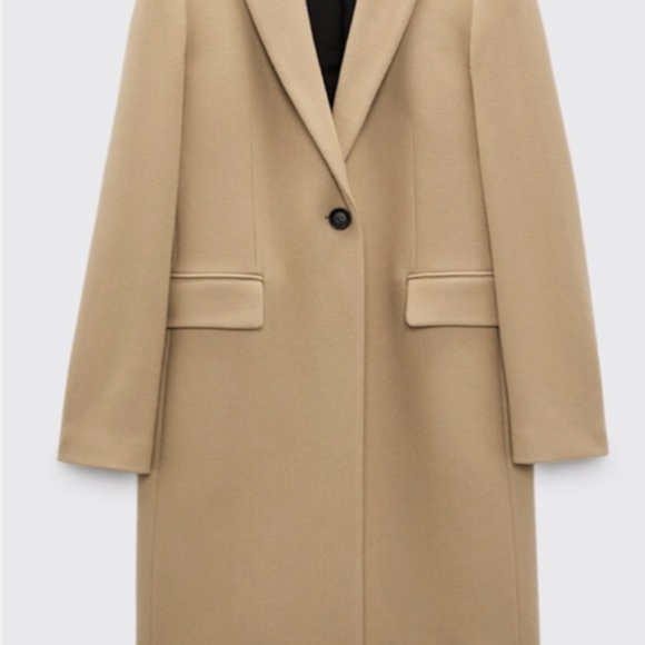 Zara Jackets & Blazers - ZARA WOMENS MENSWEAR STYLE MANTECO WOOL LIGHT TAN CAMEL ONE BUTTON COAT M EUC